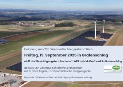 285. Energiestammtisch am 19.09.2025: Agri-PV & Windpark Grafenschlag