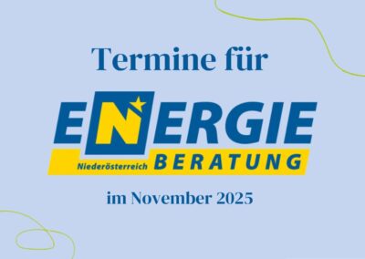 Energieberatungstermine im November 2025 und Jänner 2026